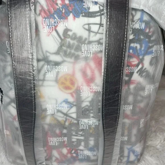 LOVE MOSCHINO White Graffiti Leather Backpack - Picture 7 of 15